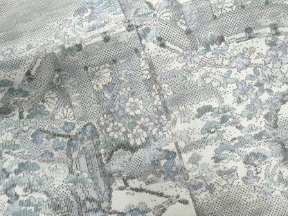 平和屋着物●都喜ヱ門 本場大島紬 9マルキ 総絣 御所車草花文 藤絹織物謹製 正絹 逸品 未使用 CABB4417yc