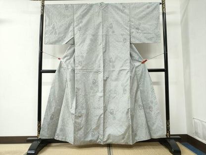 平和屋着物●本場大島紬 白大島 9マルキ 仕覆吉祥花文 正絹 逸品 CABB4421yc