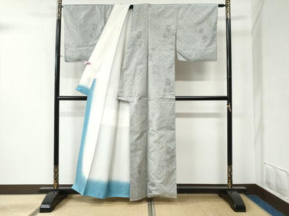 平和屋着物●本場大島紬 白大島 9マルキ 仕覆吉祥花文 正絹 逸品 CABB4421yc