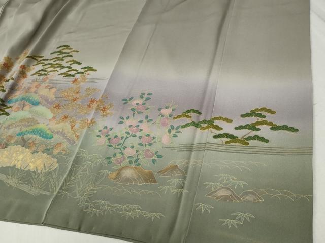 平和屋着物●訪問着 駒刺繍 松竹梅舟花文 暈し染め 金彩 正絹 逸品 CABB4424yc