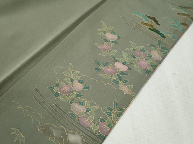 平和屋着物●訪問着 駒刺繍 松竹梅舟花文 暈し染め 金彩 正絹 逸品 CABB4424yc