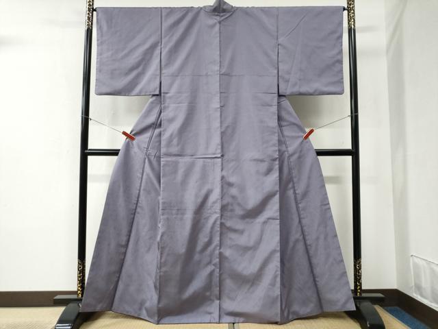 平和屋着物●上質な色無地 お召地 花唐草地紋 薄鼠色 正絹 逸品 CABB4425yc