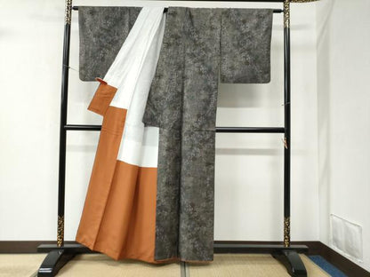 平和屋着物●本場大島紬 9マルキ 草花文 正絹 逸品 CABB4426yc