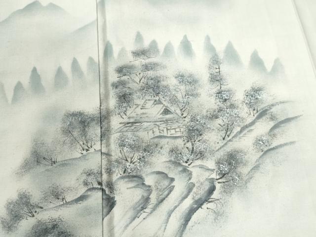 平和屋着物●訪問着 紬地 手描き 樹林風景文 正絹 逸品 未使用 CABB4427yc