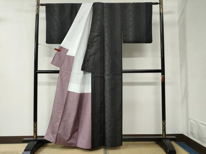 平和屋着物●上質な紬 花唐草文 正絹 逸品 CABB4429yc