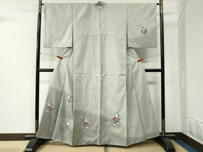 平和屋着物●訪問着　本場染大島紬　総刺繍　童子　正絹　逸品　CABB4435yc