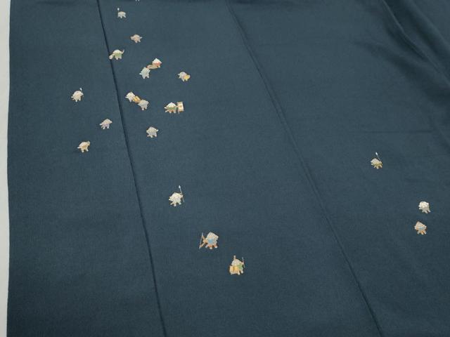 平和屋着物●訪問着　刺繍　人物文　金彩　鬼しぼ縮緬　正絹　逸品　CABB4437yc
