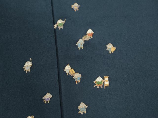 平和屋着物●訪問着　刺繍　人物文　金彩　鬼しぼ縮緬　正絹　逸品　CABB4437yc