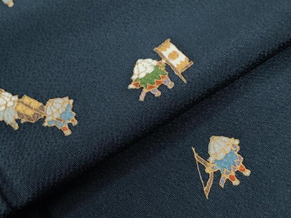 平和屋着物●訪問着　刺繍　人物文　金彩　鬼しぼ縮緬　正絹　逸品　CABB4437yc
