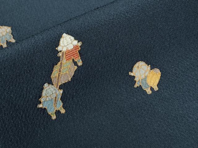 平和屋着物●訪問着　刺繍　人物文　金彩　鬼しぼ縮緬　正絹　逸品　CABB4437yc