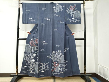 平和屋着物●訪問着　絞り　笹花文　正絹　逸品　CABB4441yc