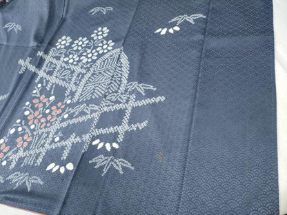 平和屋着物●訪問着　絞り　笹花文　正絹　逸品　CABB4441yc