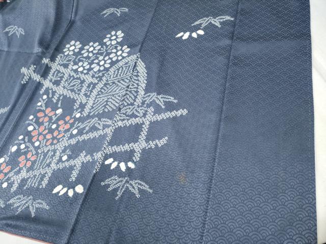 平和屋着物●訪問着　絞り　笹花文　正絹　逸品　CABB4441yc