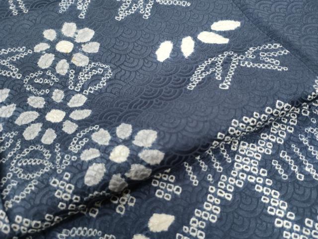 平和屋着物●訪問着　絞り　笹花文　正絹　逸品　CABB4441yc