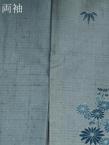 平和屋着物●人間国宝　五代　田畑喜八　訪問着　紬地　刺繍　竜田川文箱花文　正絹　逸品　CABB4442yc