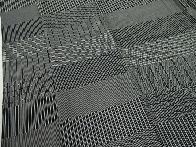 平和屋着物●江戸小紋 横段文 黒地 正絹 逸品 CABB4448yc