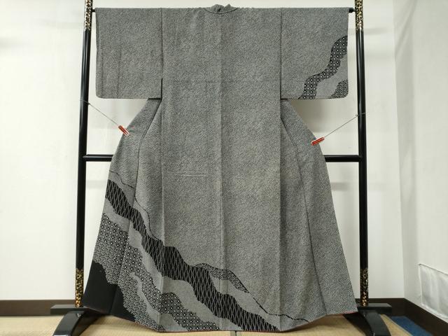 平和屋着物●訪問着 鹿の子文様 道長吉祥文 黒地 正絹 逸品 CABB4449yc