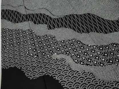 平和屋着物●訪問着 鹿の子文様 道長吉祥文 黒地 正絹 逸品 CABB4449yc