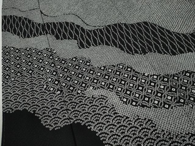 平和屋着物●訪問着 鹿の子文様 道長吉祥文 黒地 正絹 逸品 CABB4449yc