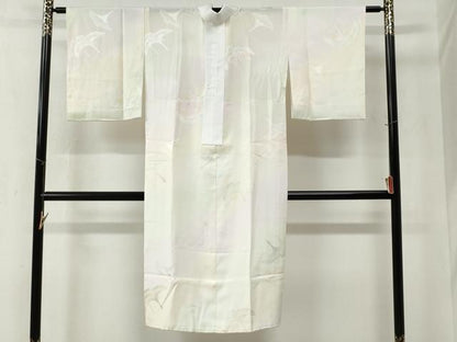 平和屋着物●長襦袢　無双仕立て　飛鶴地紋　暈し染め　半衿刺繍　正絹　逸品　CABB4452yc
