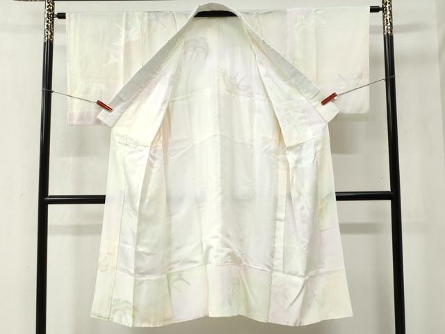 平和屋着物●長襦袢　無双仕立て　飛鶴地紋　暈し染め　半衿刺繍　正絹　逸品　CABB4452yc