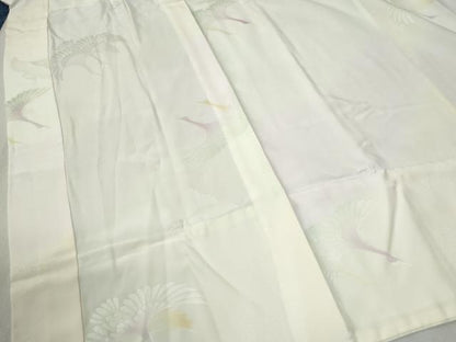 平和屋着物●長襦袢　無双仕立て　飛鶴地紋　暈し染め　半衿刺繍　正絹　逸品　CABB4452yc
