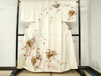 平和屋着物●訪問着 刺繍 雪輪鴛鴦草花文 暈し染め 金彩 正絹 逸品 CABB4455yc