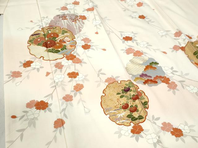 平和屋着物●訪問着 刺繍 雪輪鴛鴦草花文 暈し染め 金彩 正絹 逸品 CABB4455yc