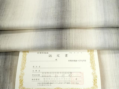 平和屋着物●本場結城紬　重要無形文化財　霞文　おだや謹製　認定書付き　正絹　逸品　CABB4456yc