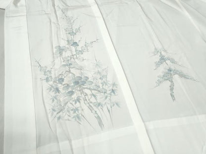 平和屋着物●長襦袢 無双仕立て 手描き 松梅文 正絹 逸品 未使用 CABB4458yc