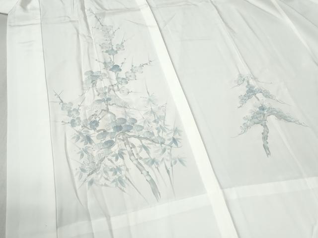 平和屋着物●長襦袢 無双仕立て 手描き 松梅文 正絹 逸品 未使用 CABB4458yc