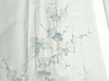 平和屋着物●長襦袢 無双仕立て 手描き 松梅文 正絹 逸品 未使用 CABB4458yc