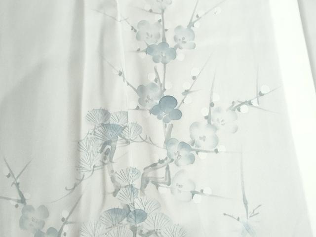 平和屋着物●長襦袢 無双仕立て 手描き 松梅文 正絹 逸品 未使用 CABB4458yc