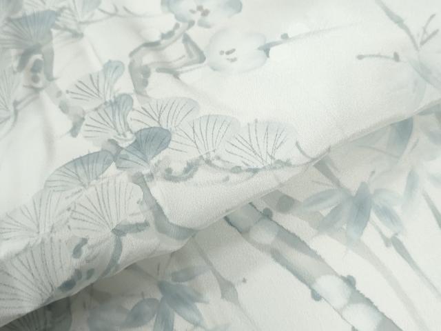 平和屋着物●長襦袢 無双仕立て 手描き 松梅文 正絹 逸品 未使用 CABB4458yc