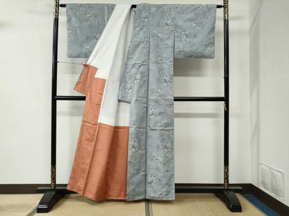 平和屋着物●本場大島紬 白大島 7マルキ 総絣 枝花文 正絹 逸品 CABB4460yc