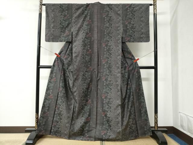 平和屋着物●本場大島紬 枝花文 正絹 逸品 未使用 CABB4465yc