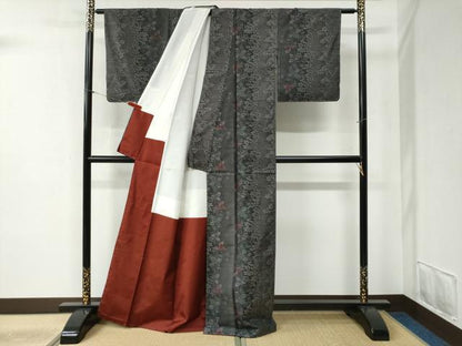 平和屋着物●本場大島紬 枝花文 正絹 逸品 未使用 CABB4465yc