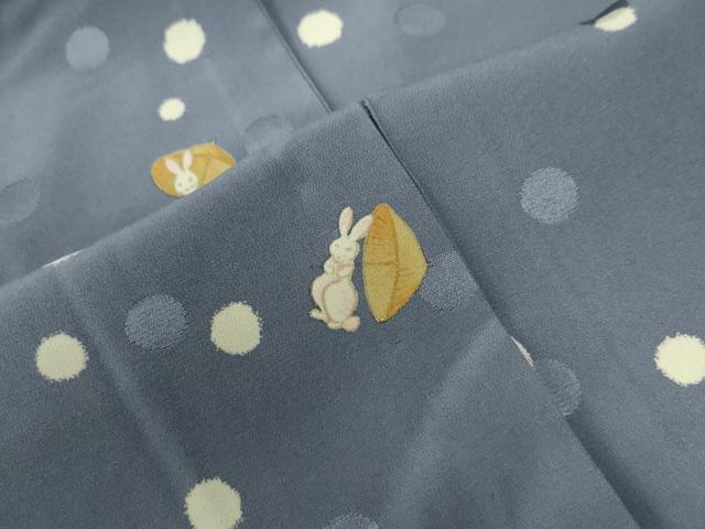 平和屋着物●長襦袢　無双仕立て　水玉　兎　番傘　金彩　反端付き　正絹　逸品　CABB4468yc