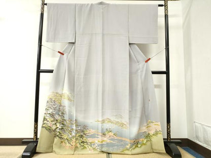 平和屋着物●本加賀友禅作家 茶谷孝志 色留袖 遠山帆船浜松花文 暈し染め 正絹 逸品 CABB4469yc