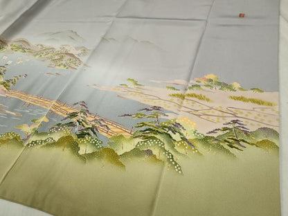 平和屋着物●本加賀友禅作家 茶谷孝志 色留袖 遠山帆船浜松花文 暈し染め 正絹 逸品 CABB4469yc