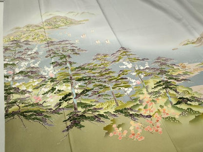 平和屋着物●本加賀友禅作家 茶谷孝志 色留袖 遠山帆船浜松花文 暈し染め 正絹 逸品 CABB4469yc