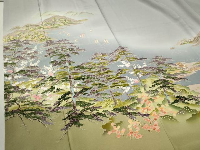 平和屋着物●本加賀友禅作家 茶谷孝志 色留袖 遠山帆船浜松花文 暈し染め 正絹 逸品 CABB4469yc