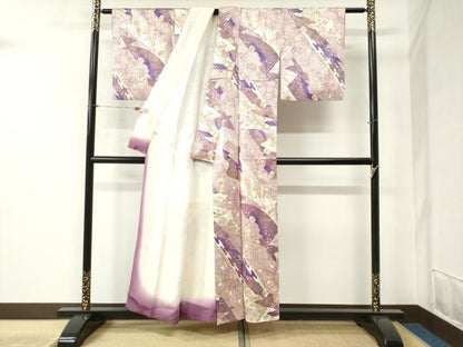 平和屋着物●創業460年・千總　小紋　水車花唐草文　金彩　伊勢丹扱い　正絹　逸品　CABB4473yc