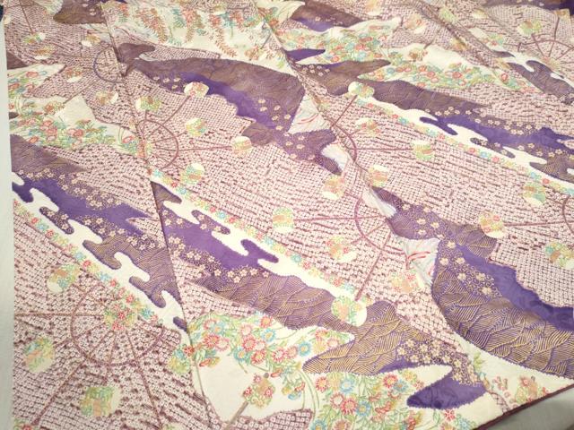 平和屋着物●創業460年・千總　小紋　水車花唐草文　金彩　伊勢丹扱い　正絹　逸品　CABB4473yc