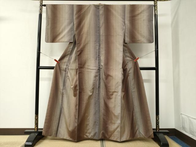 平和屋着物●上質な紬 縞 正絹 逸品 CABB4475yc