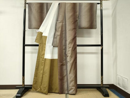 平和屋着物●上質な紬 縞 正絹 逸品 CABB4475yc