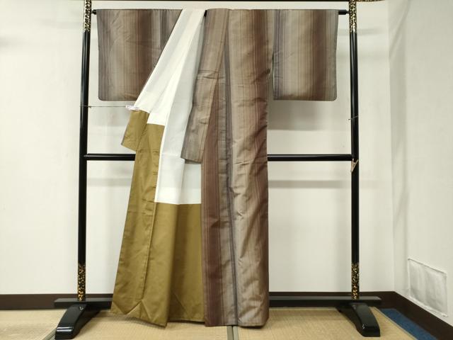 平和屋着物●上質な紬 縞 正絹 逸品 CABB4475yc