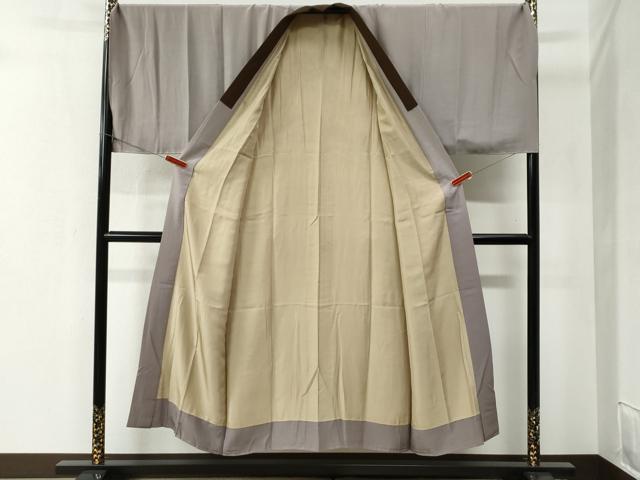 平和屋着物●男性　紬　アンサンブル・長襦袢セット　色無地　朽葉色　羽織：涅色　キングサイズ　正絹　逸品　未使用　CABB4477yc