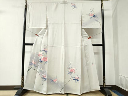平和屋着物●訪問着 友禅 作家物 休み鳥枝花文 暈し染め 正絹 逸品 未使用 CABB4481yc
