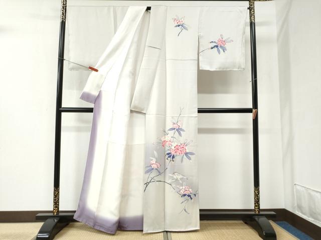 平和屋着物●訪問着 友禅 作家物 休み鳥枝花文 暈し染め 正絹 逸品 未使用 CABB4481yc